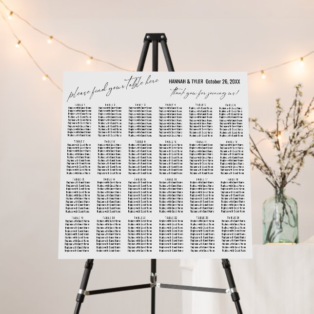 24 Tables Please Find Your Table Here Foam Board (In Situ (Stand))