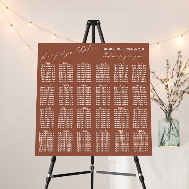 24 Tables Please Find Your Table Here Terracotta Foam Board (In Situ (Stand))