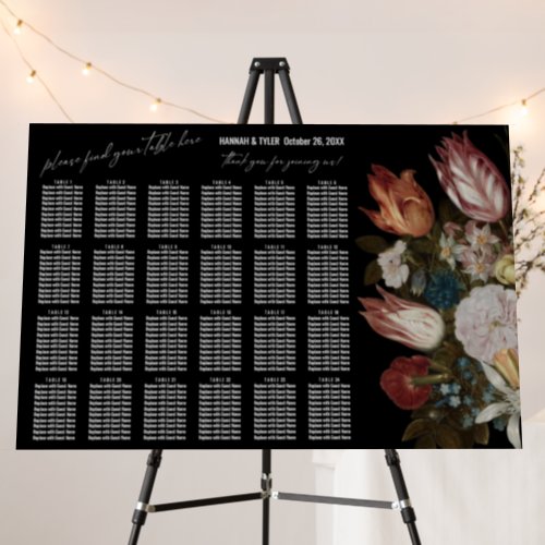 24 Tables Seating Chart with Dutch Master Florals  Foam Board