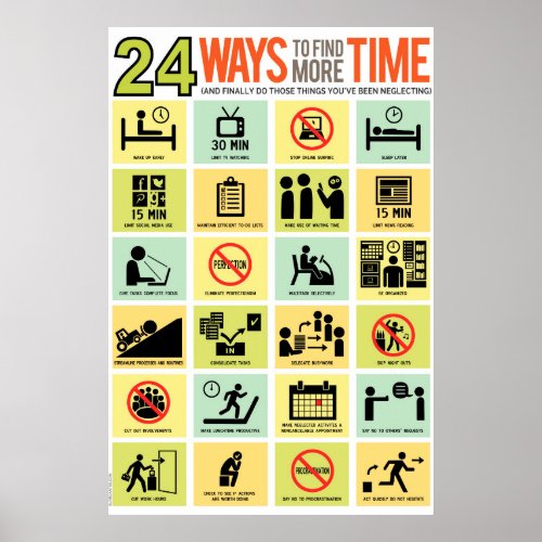 24 Ways to Find More Time Poster