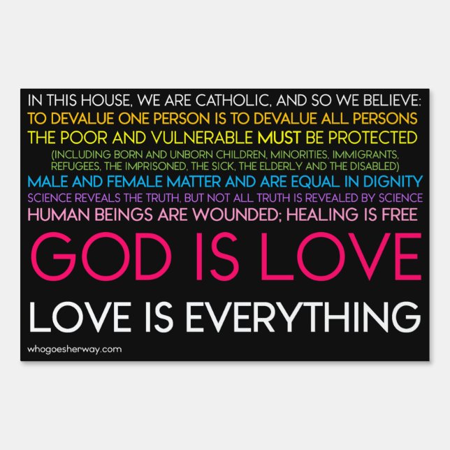 24"x36" Double Sided Catholic In This House Sign (Front)