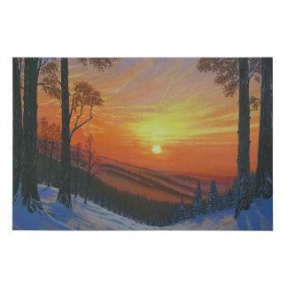 24"x36" Wrapped Canvas - "Sunset Over Snowy Forest