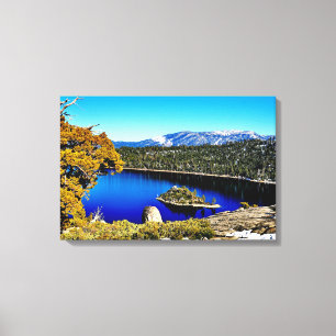 24" X 16" BEAUTIFUL EMERALD BAY LAKE TAHOE CANVAS