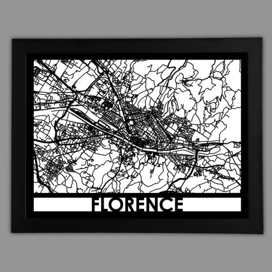 24" X 18" Cut Out Florence City Map Framed (Front)