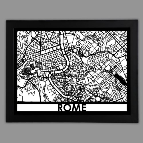 24 X 18 Cut Out Rome City Map Framed