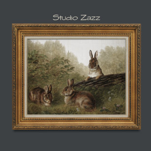 24 x 18 '' Vintage Rabbit painting Poster