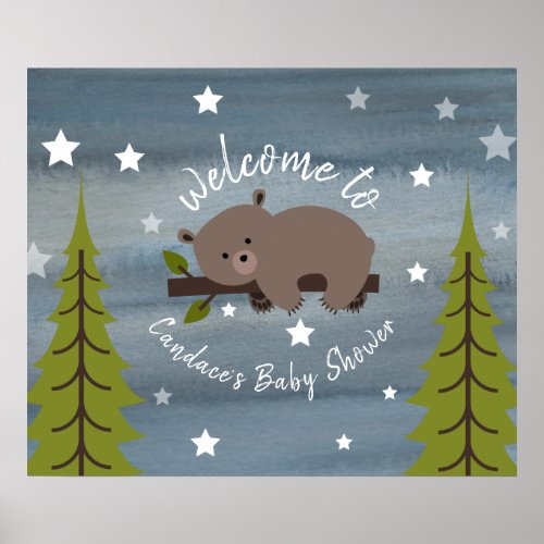24 x 20 Sleepy Bear Baby Shower Poster