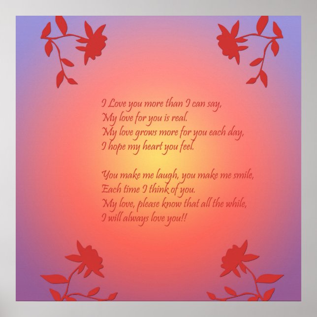 24" x 24" Romantic Love Poem Poster (Front)