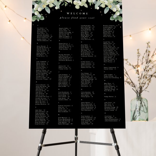 24 x 36" Alphabetical Seating Chart for 200 People Foam Board (In Situ (Stand))