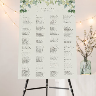 24 x 36" Alphabetical Seating Chart for 200 People Foam Board