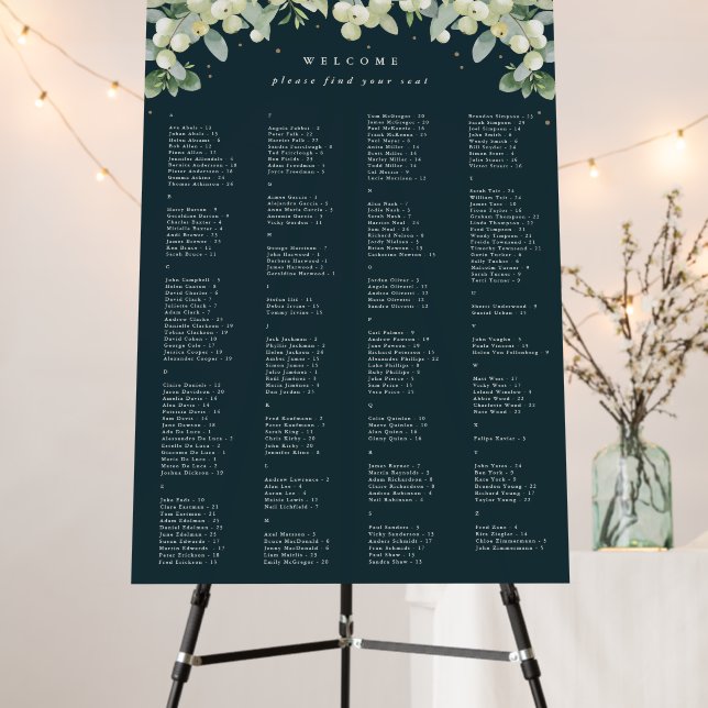 24 x 36" Alphabetical Seating Chart for 200 People Foam Board (In Situ (Stand))