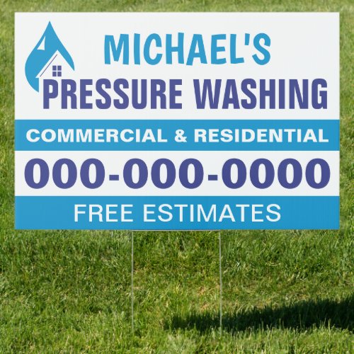 24 x 36 Blue Pressure Washing Double Sided Yard Sign