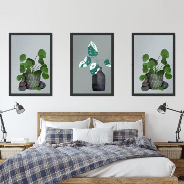 24" x 36" Botanical Minimalist, Set of 3 Wall Art (Bedroom)