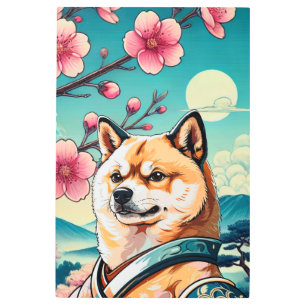 24'' x 36'' Cherry Blossom Shiba Warrior Metal Print