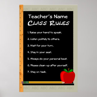24 x 36 Class Rules Customizable Poster