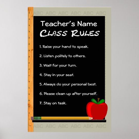 24 x 36 Class Rules Customizable Poster | Zazzle.com