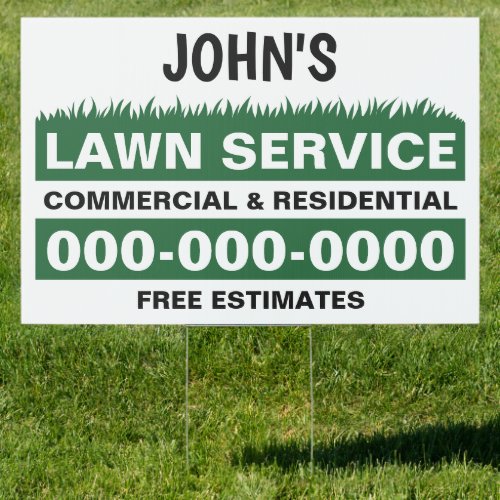 24 x 36 Green Lawn Service Double Sided Yard Sign