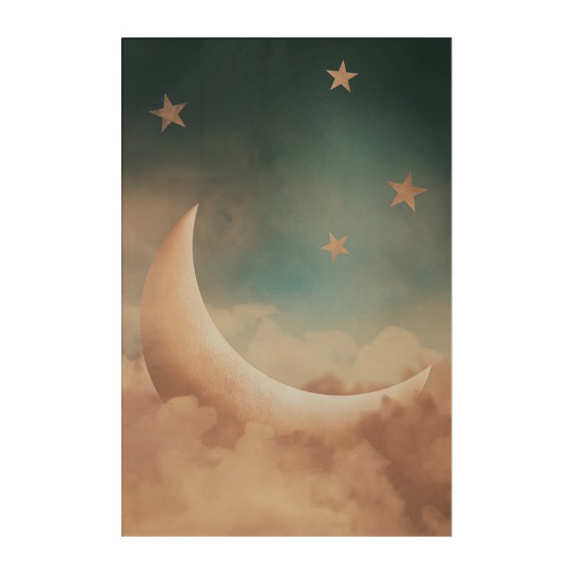 24" x 36" Night Crescent Moon Acrylic Wall Art  (Front)