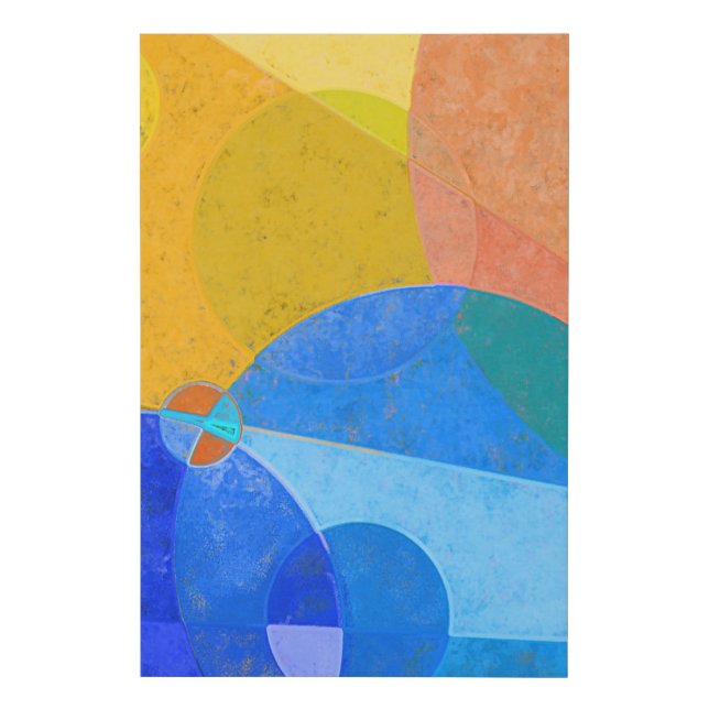 24" x 36" Orange & Blue Circles Abstract Art Print (Front)