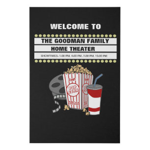 24" x 36" Personalized Family Home Movie Theater Faux Canvas Print