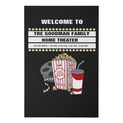 24 x 36 Personalized Family Home Movie Theater Faux Canvas Print