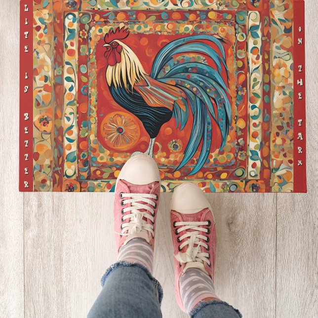24" x 36" Welcome Mat/ Door Mat Whimsical Rooster (Creator Uploaded)