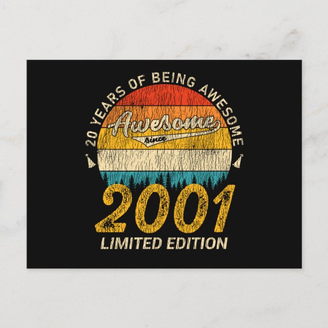 24 Year Old 2001 Retro Awesome 24th Birthday Gift Postcard (Front)