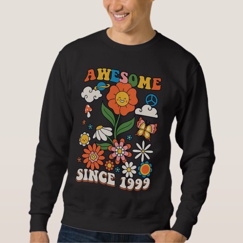 24 Year Old Awesome Since 1999 Groovy Retro 24th B Sweatshirt