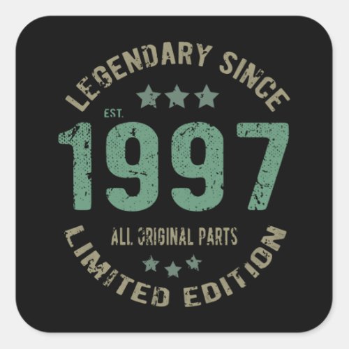 24 Year Old Bday 1997 Legend Since 24th Birthday Square Sticker