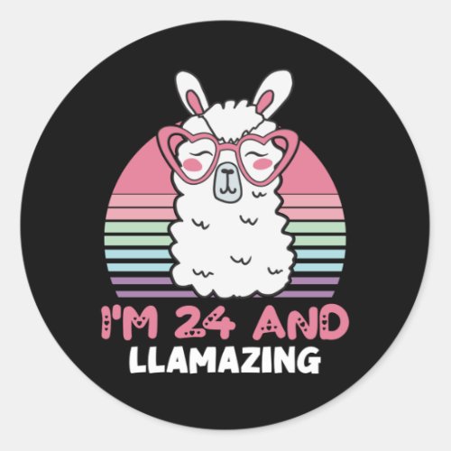 24 Year Old Bday Llamazing 24th Birthday Llama Classic Round Sticker