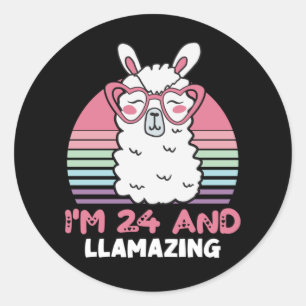 24 Year Old Bday Llamazing 24th Birthday Llama Classic Round Sticker