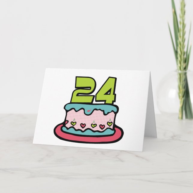 24 Year Old Birthday Cake Card (Front)