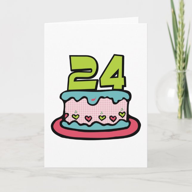 24 Year Old Birthday Cake Card (Front)