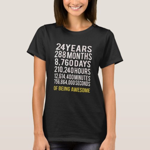 24 Years 288 Months Of Being Awesome 24th Birthday T_Shirt