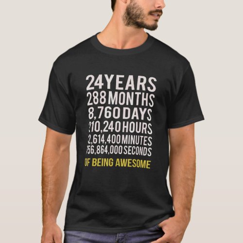 24 Years 288 Months Of Being Awesome 24th Birthday T_Shirt