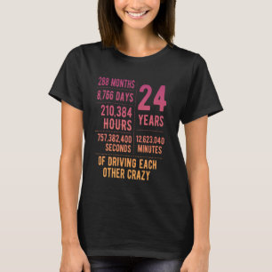 24 Years Married Funny 24th Wedding Anniversary T-Shirt