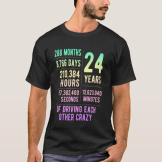 24 Years Married Funny 24th Wedding Anniversary T-Shirt