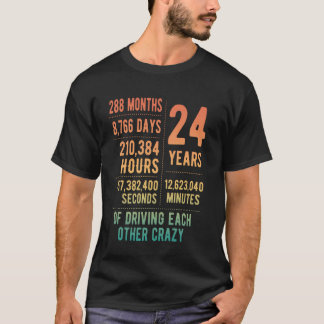 24 Years Married Funny 24th Wedding Anniversary T-Shirt