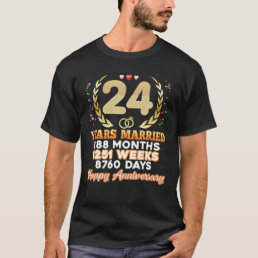 24 Years Married Happy 24Th Wedding Anniversary Co T-Shirt