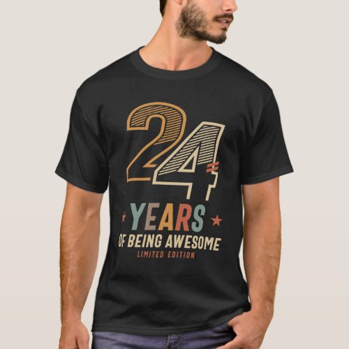 24 Years Of Being Awesome 2000 24th Birthday T_Shirt