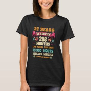 24 Years Of Service 24th Year Work Anniversary For T-Shirt
