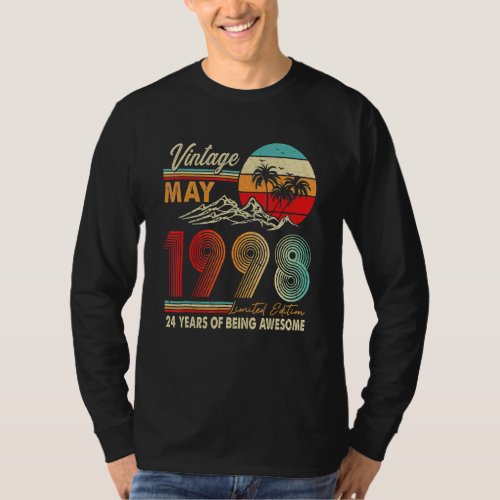 24 Years Old 24th Birthday Decoration May 1998 T_Shirt