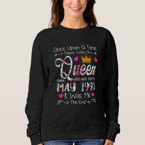 24 Years Old Girls 24th Birthday Queen May 1998 4 Sweatshirt