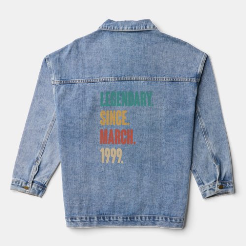 24 Years Old Vintage 1999 Birthday March 24th Deco Denim Jacket