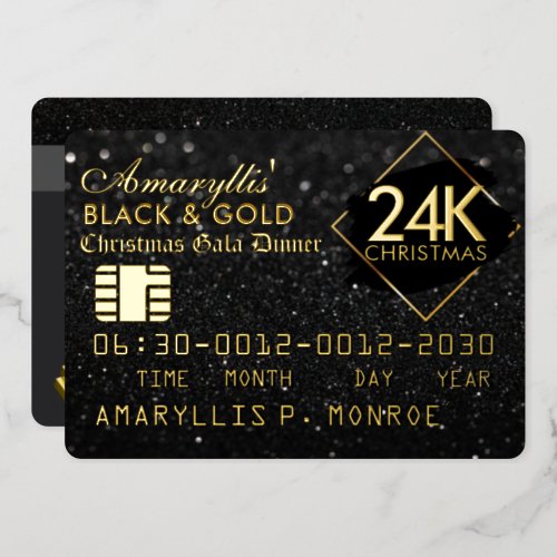 24K Black  Gold Credit Card Style Invitations 