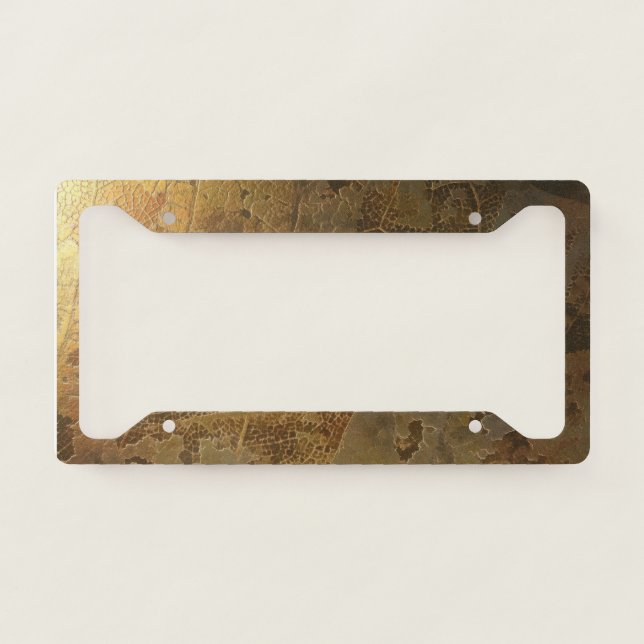 24K Gold Leaf -Digitally Manipulated Leaf License Plate Frame (Front)
