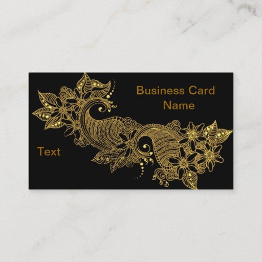 Customizable 24kt-Mehndi-floral-Business Card