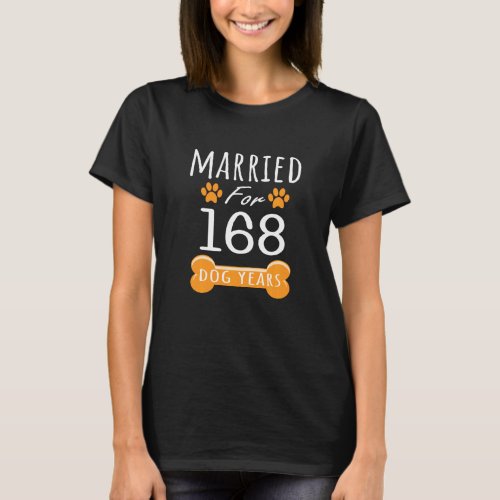 24th Anniversary Funny Married For 168 Dog Years M T_Shirt