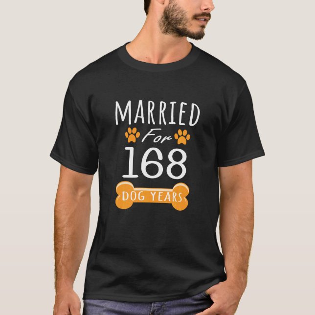24th Anniversary Funny Married For 168 Dog Years M T-Shirt (Front)