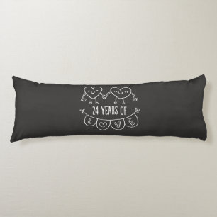 24th Anniversary Gift Chalk Hearts Body Pillow